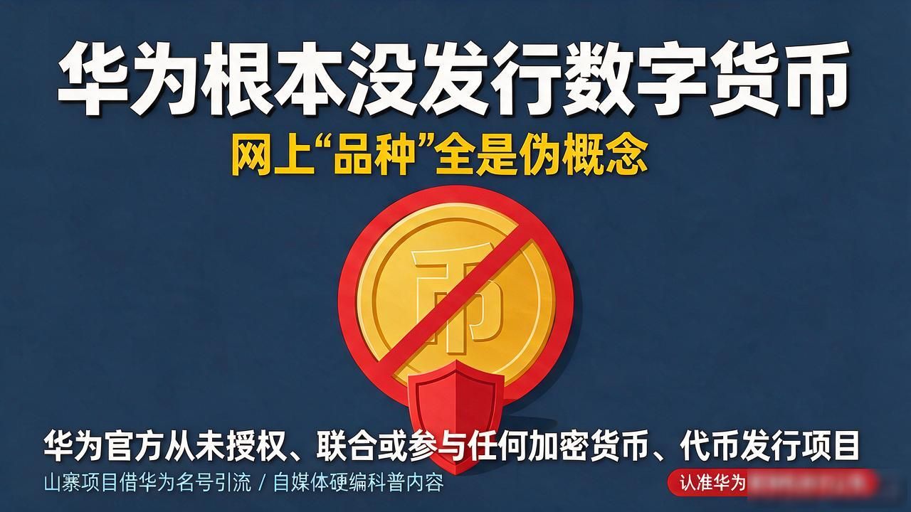 华为根本没发行数字货币，网上"品种大全"全是伪概念