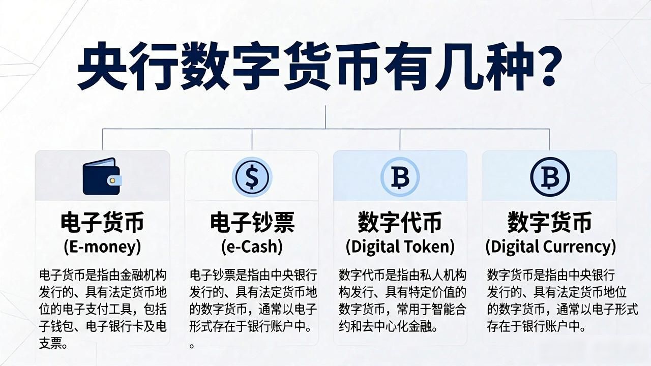 央行数字货币有几种？一文说清数字人民币等主流货币