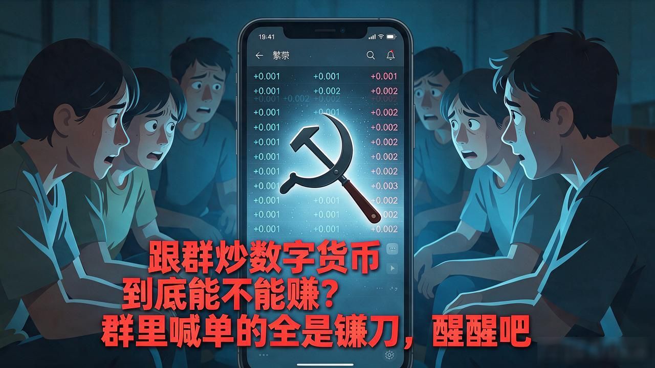 跟群炒数字货币到底能不能赚？群里喊单的全是镰刀，醒醒吧