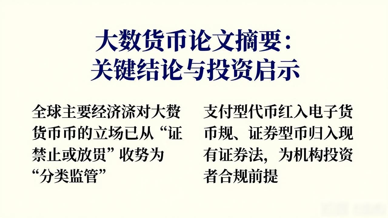 大数字货币论文摘要：关键结论与投资启示
